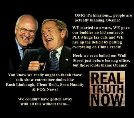 bush and cheney laughing at America